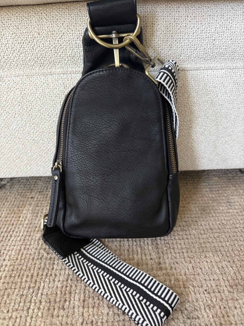 Urban Originals Black Leather Crossbody with Gold Hardware